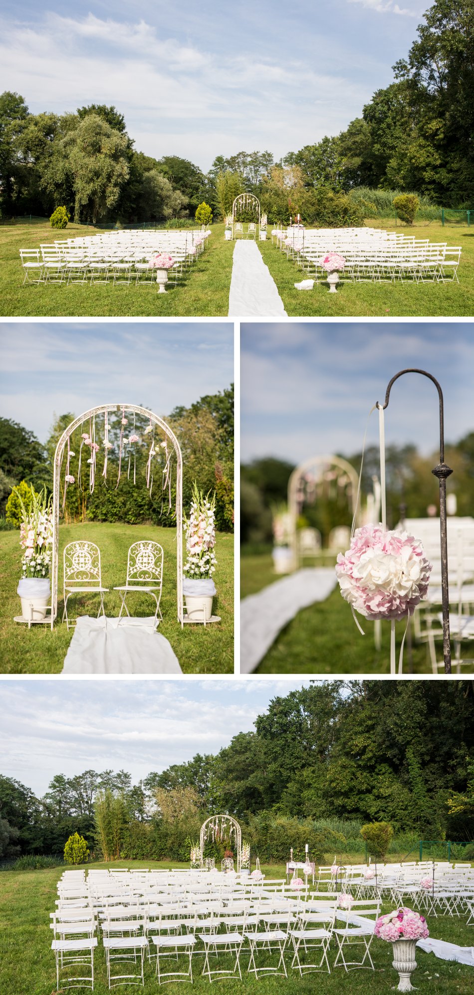 Décoration de mariage romantique chic à la Cour de Honau