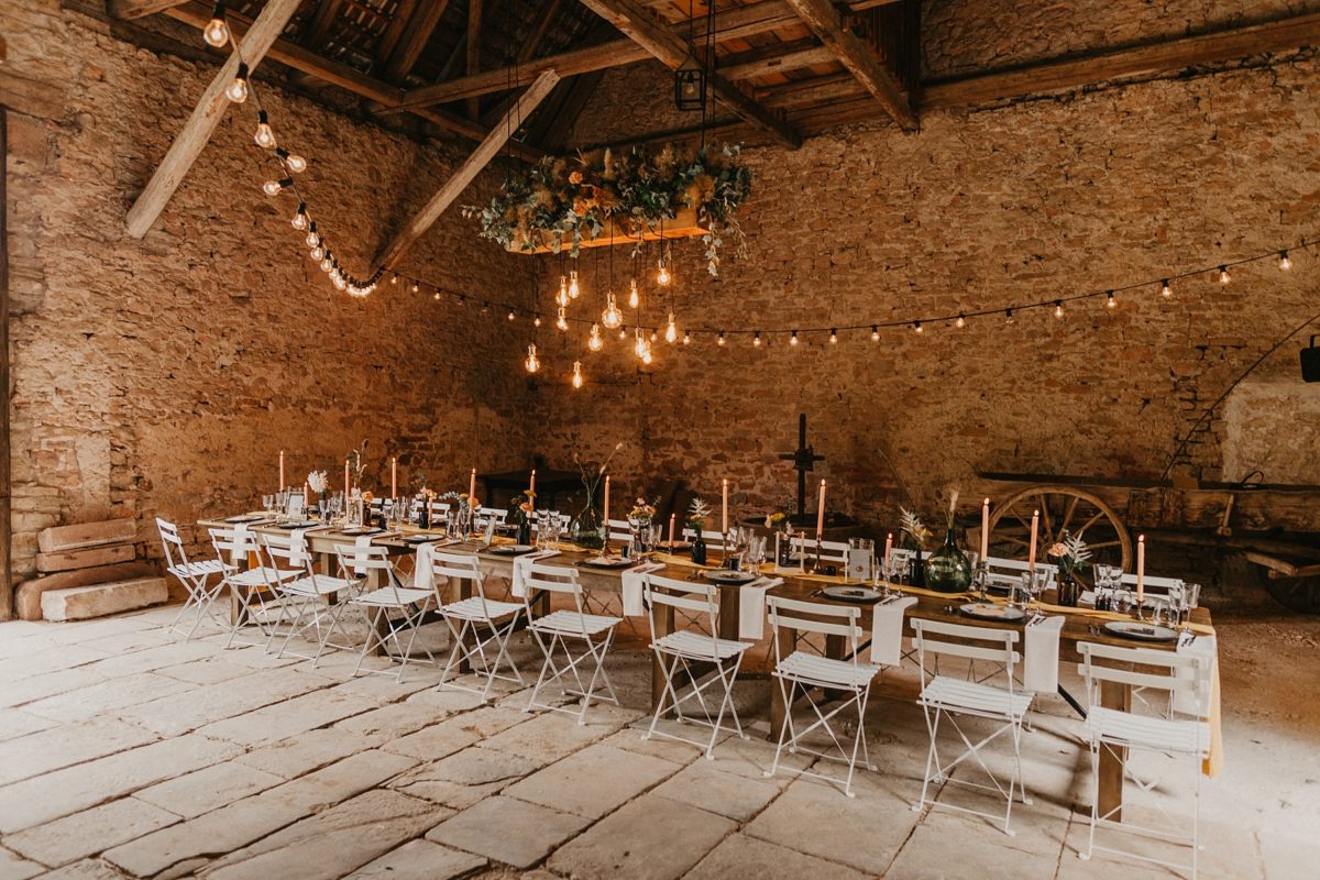 mariage bohème grange alsace tablée