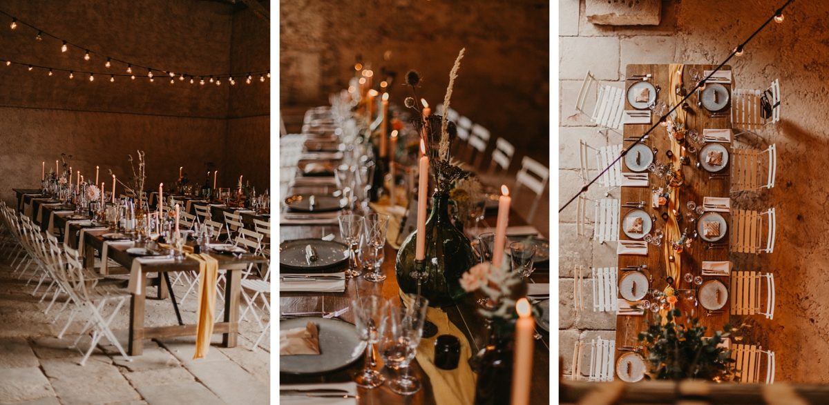 décoration de mariage bohème dans une grange en alsace