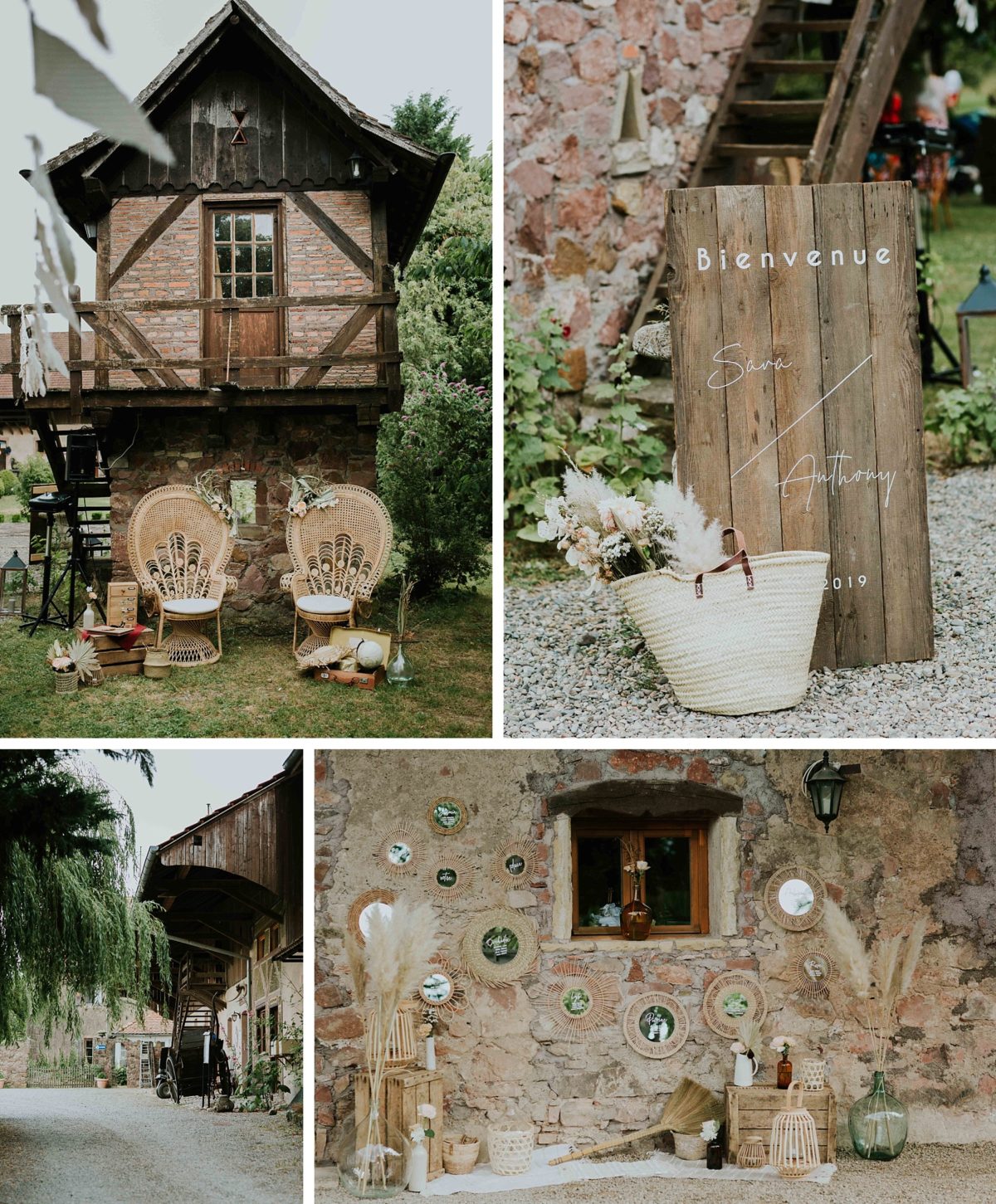 mariage bohème chic/folk au domaine de saint loup en Alsace