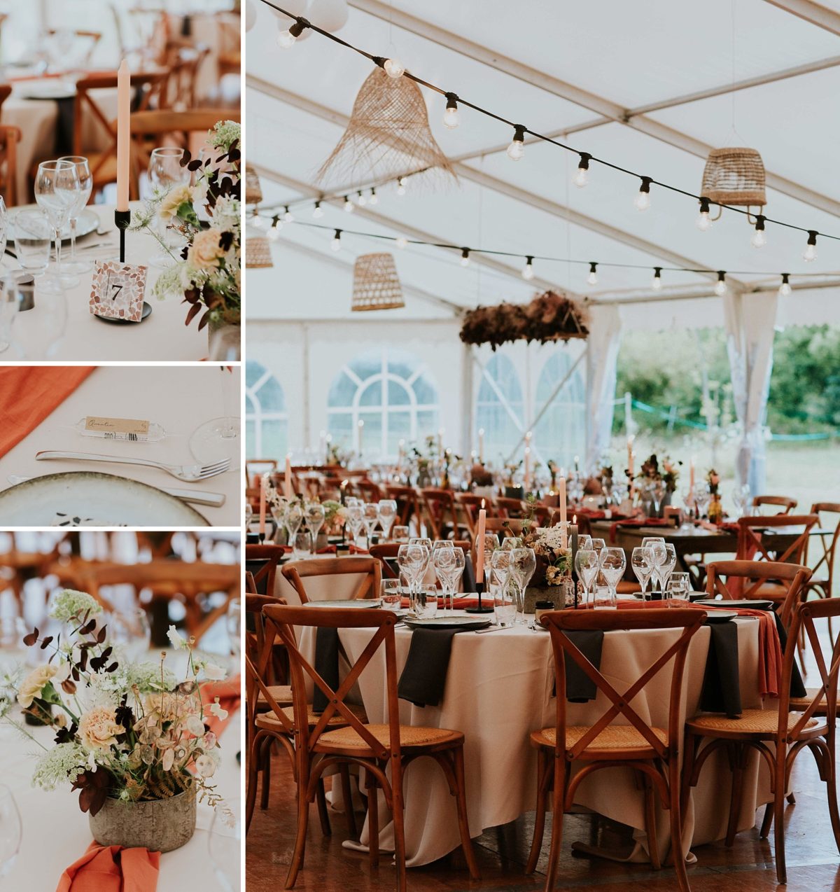 mariage moderne brique et terrazzo au domaine de saint loup en Alsace