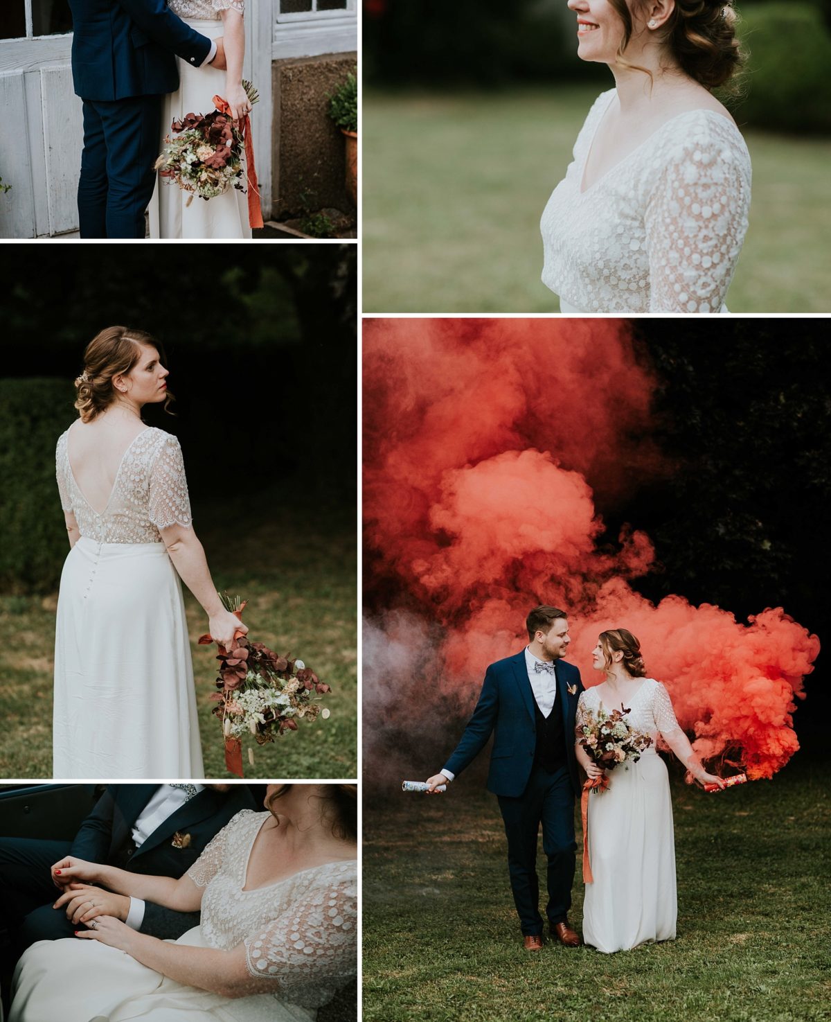 mariage moderne brique et terrazzo au domaine de saint loup en Alsace