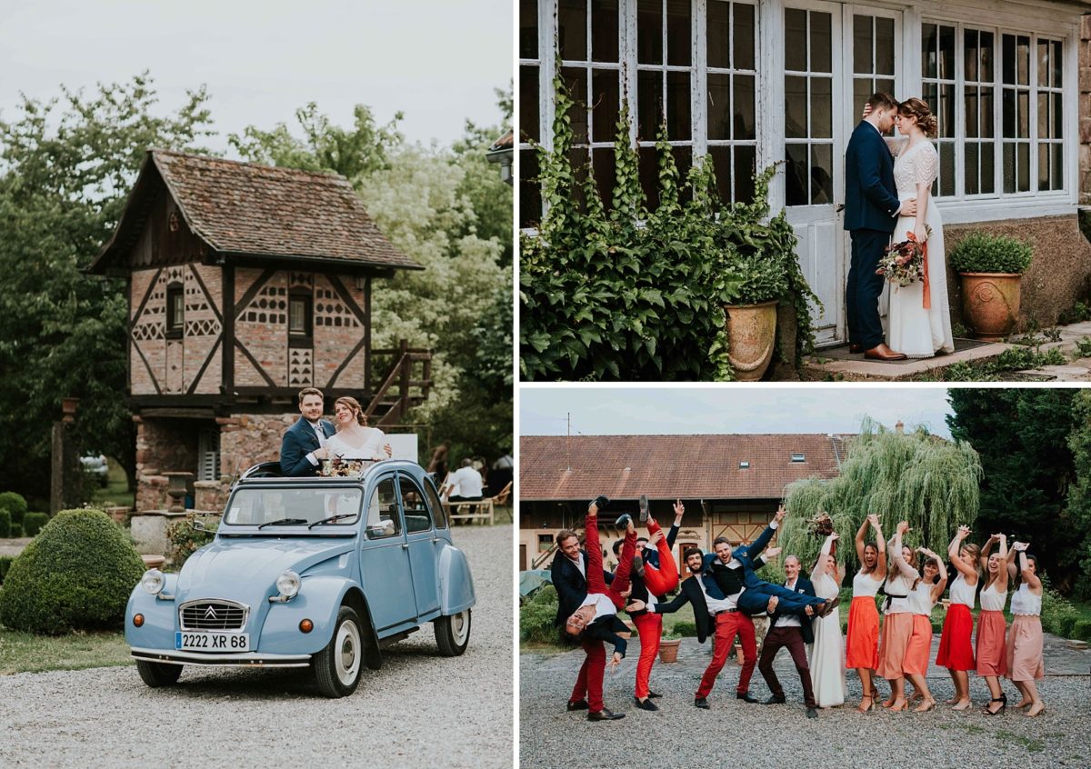 mariage moderne brique et terrazzo au domaine de saint loup en Alsace