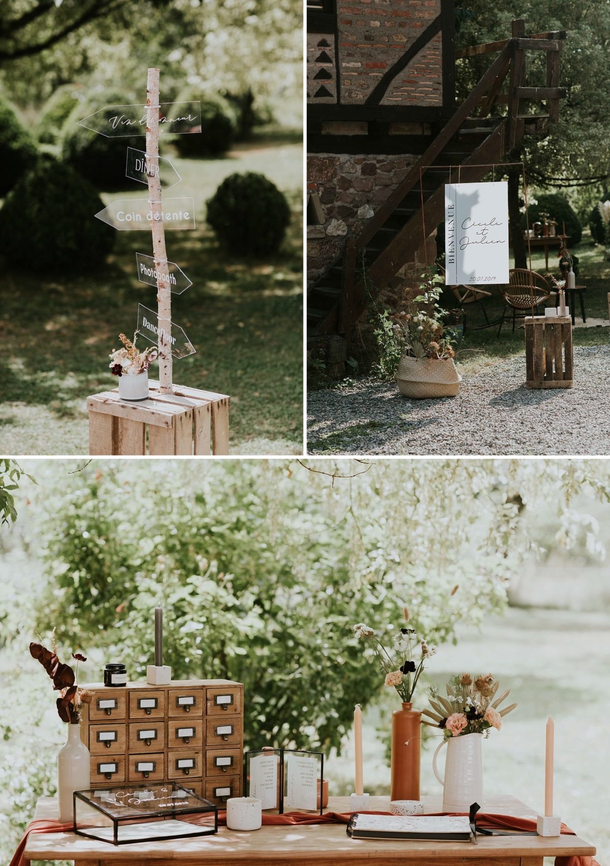 mariage moderne brique et terrazzo au domaine de saint loup en Alsace