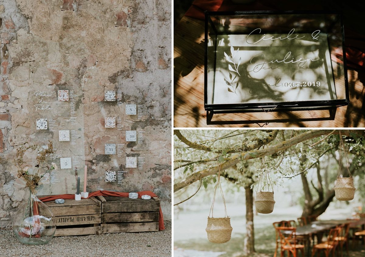 mariage moderne brique et terrazzo au domaine de saint loup en Alsace