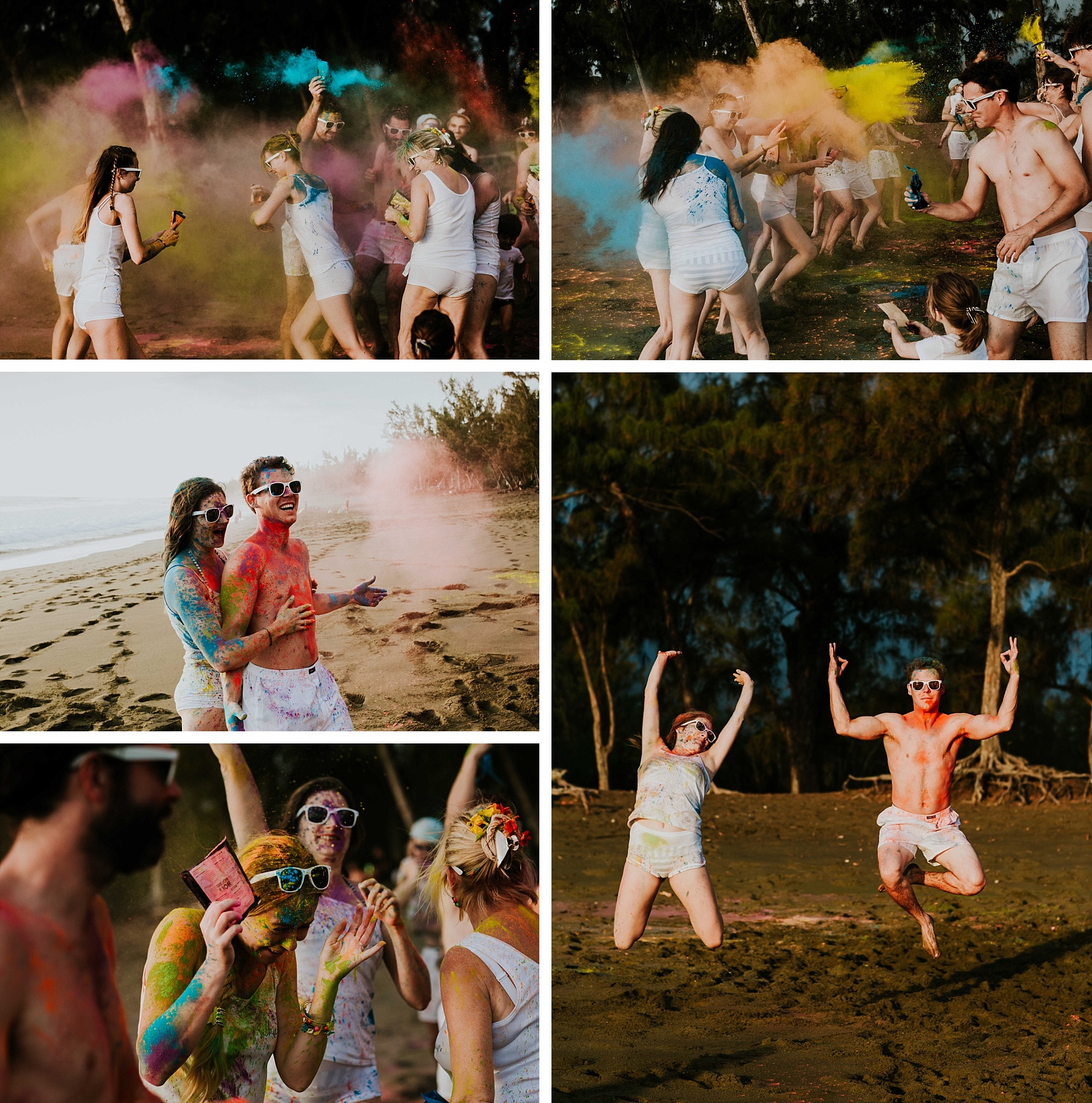 mariage plage la réunion color party