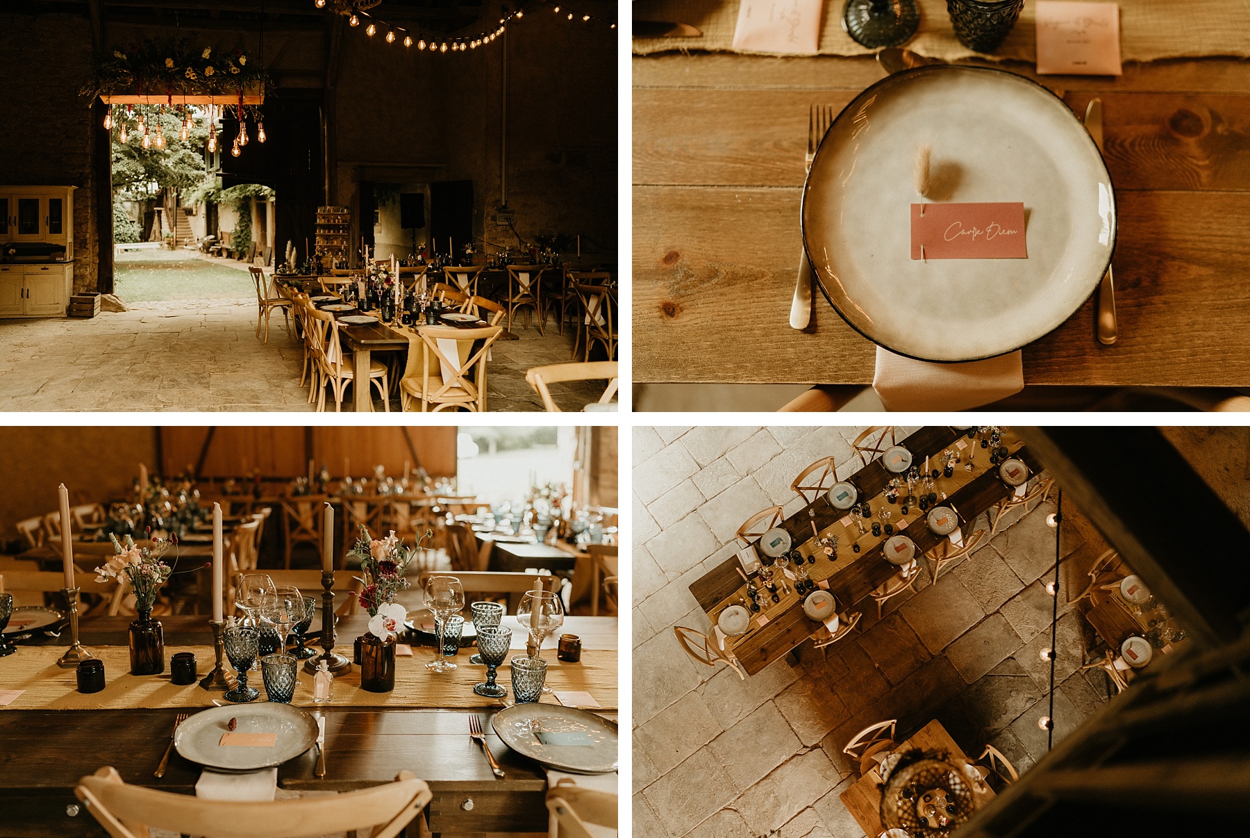 détail table mariage coloré en Alsace