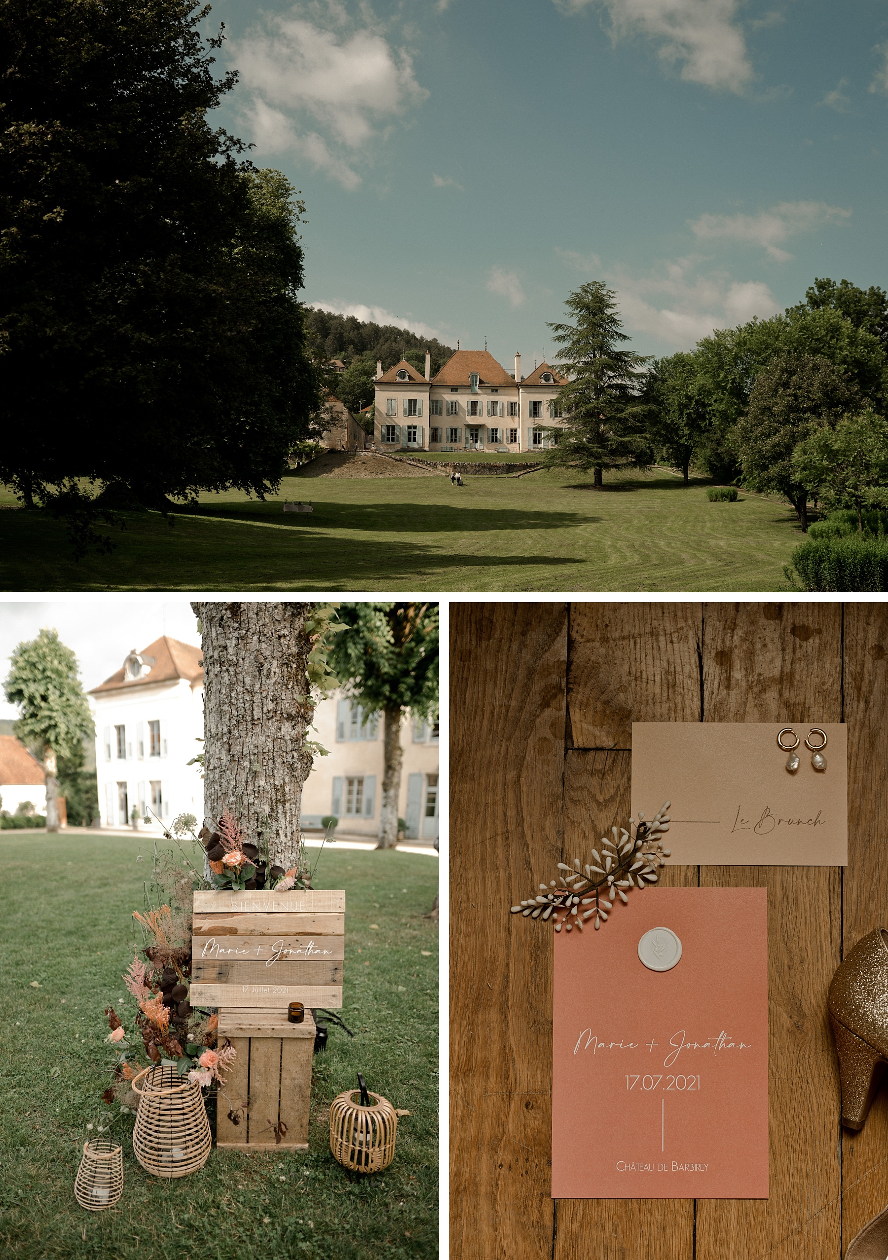 faire-part mariage rose chateau de Barbirey