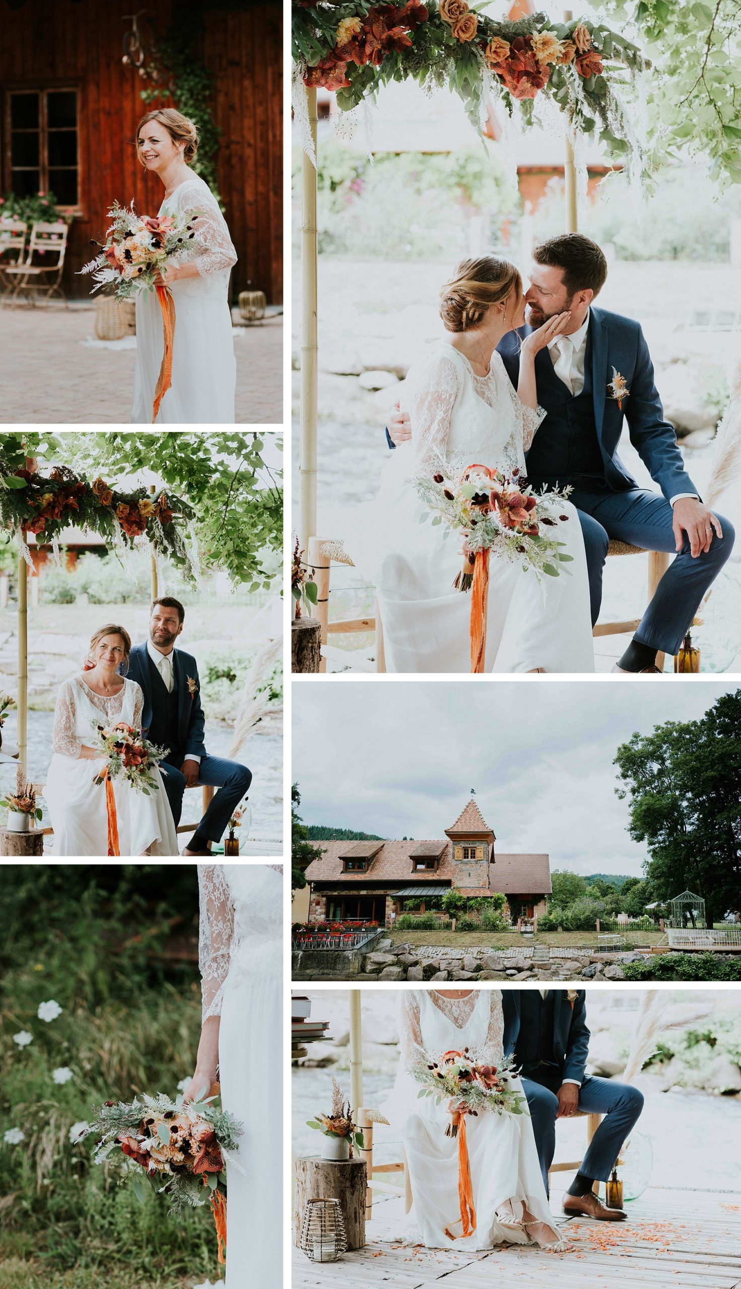 cérémonie laïque mariage fleurs séchées drille au bord de l'eau