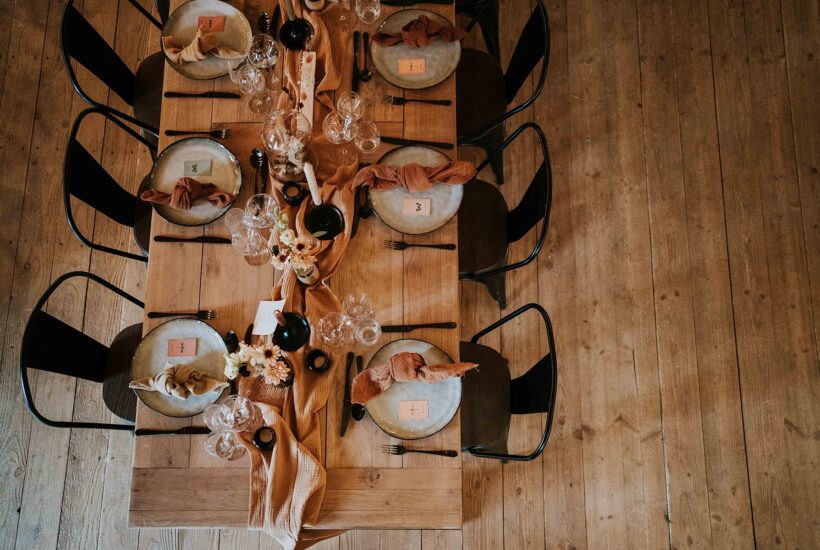 tables mariage fleurs séchées drille au bord de l'eau