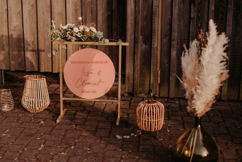 panneau bienvenue mariage provençal cour honau