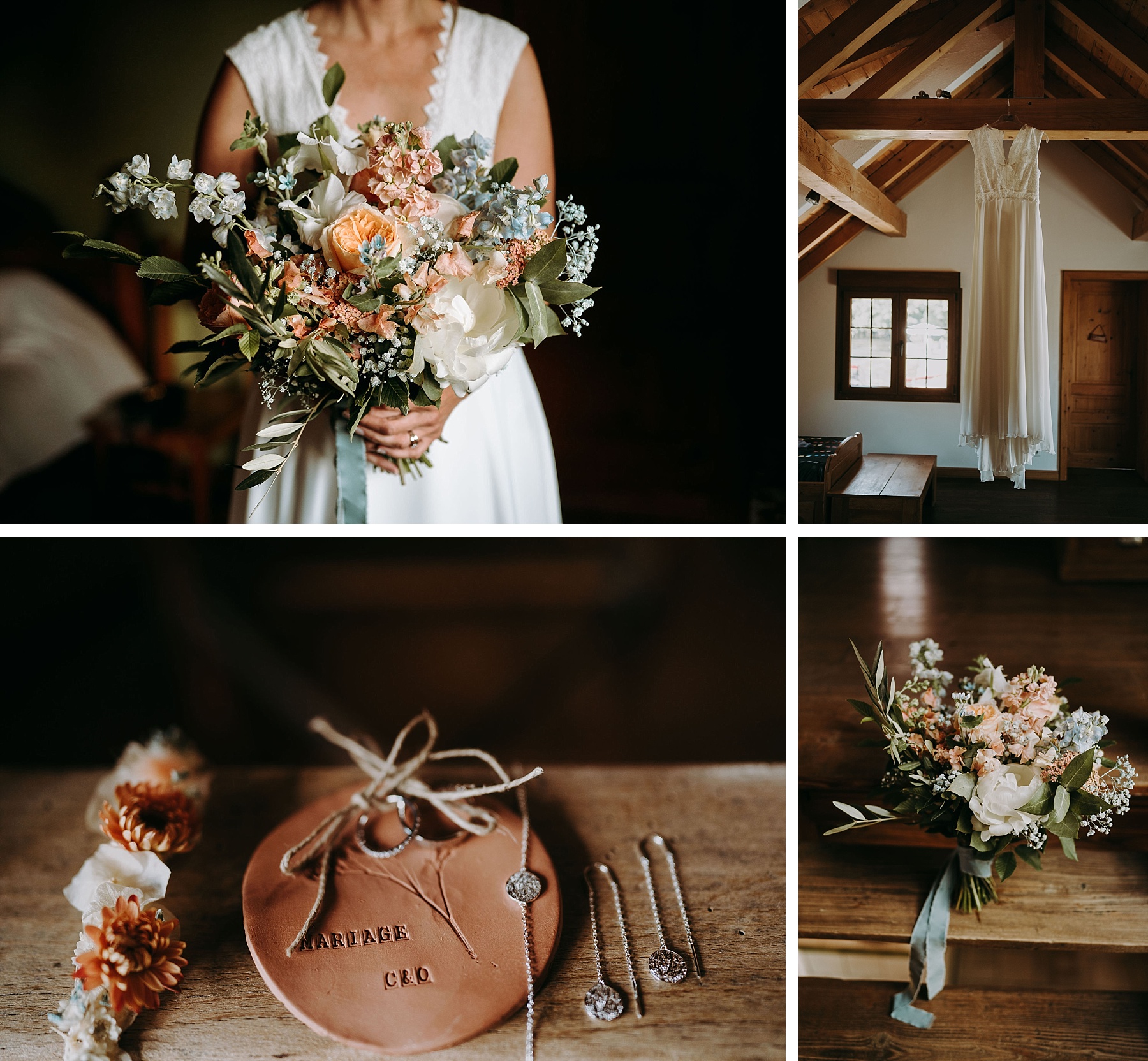 bouquet mariage bleu ciel terracotta