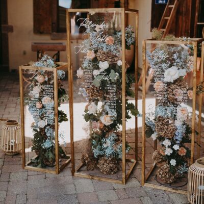 Un Mariage bleu ciel et terracotta à la Drille