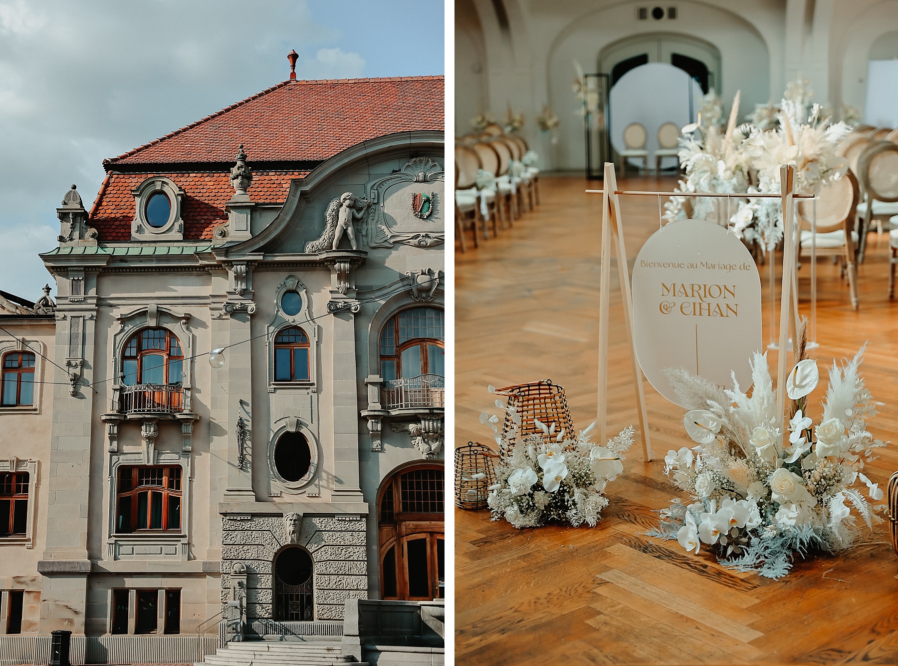 Mariage blanc musée Unterlinden panneau de bienvenue double arche