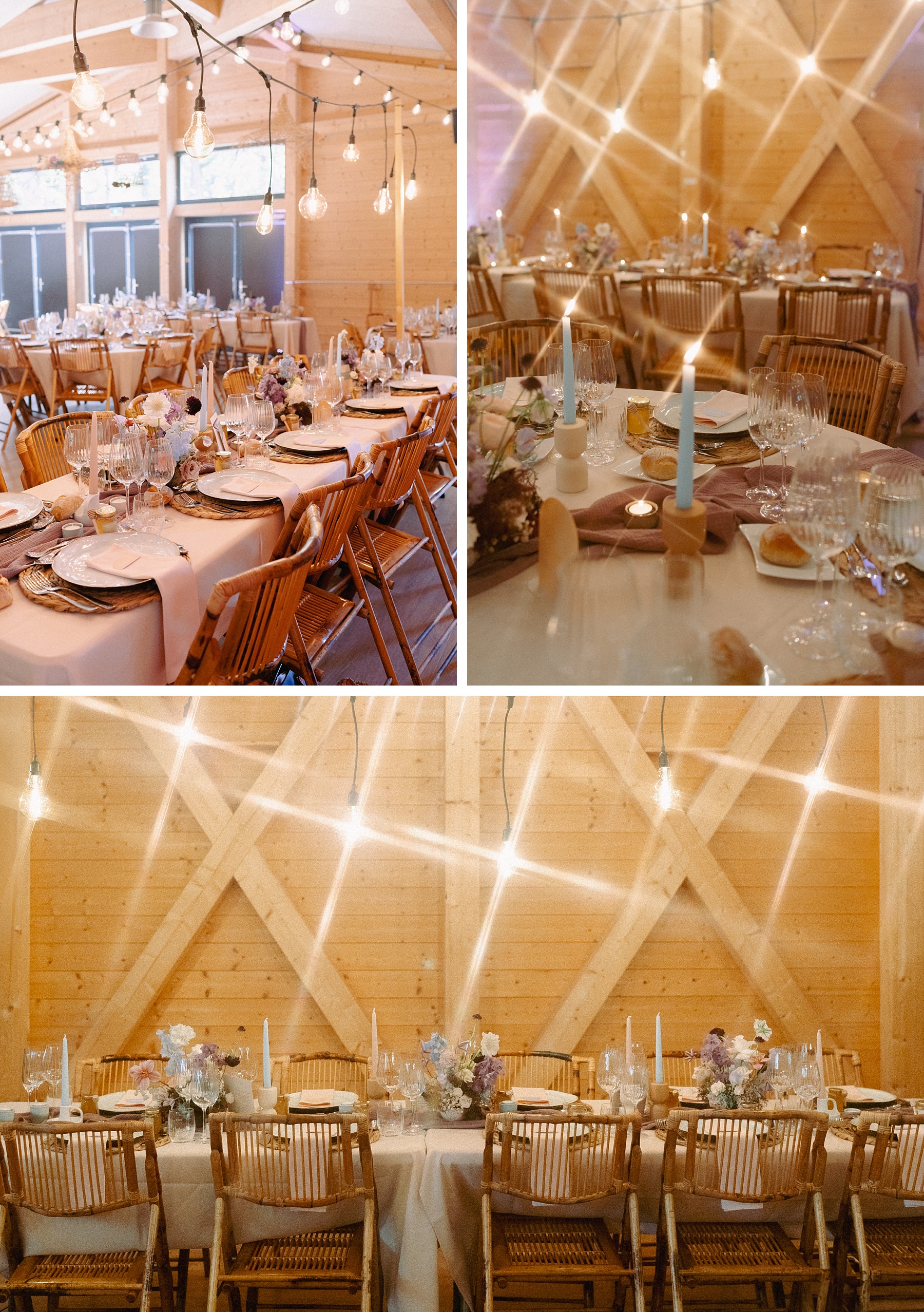 Mariage mauve terracotta bleu ciel, panneau salle