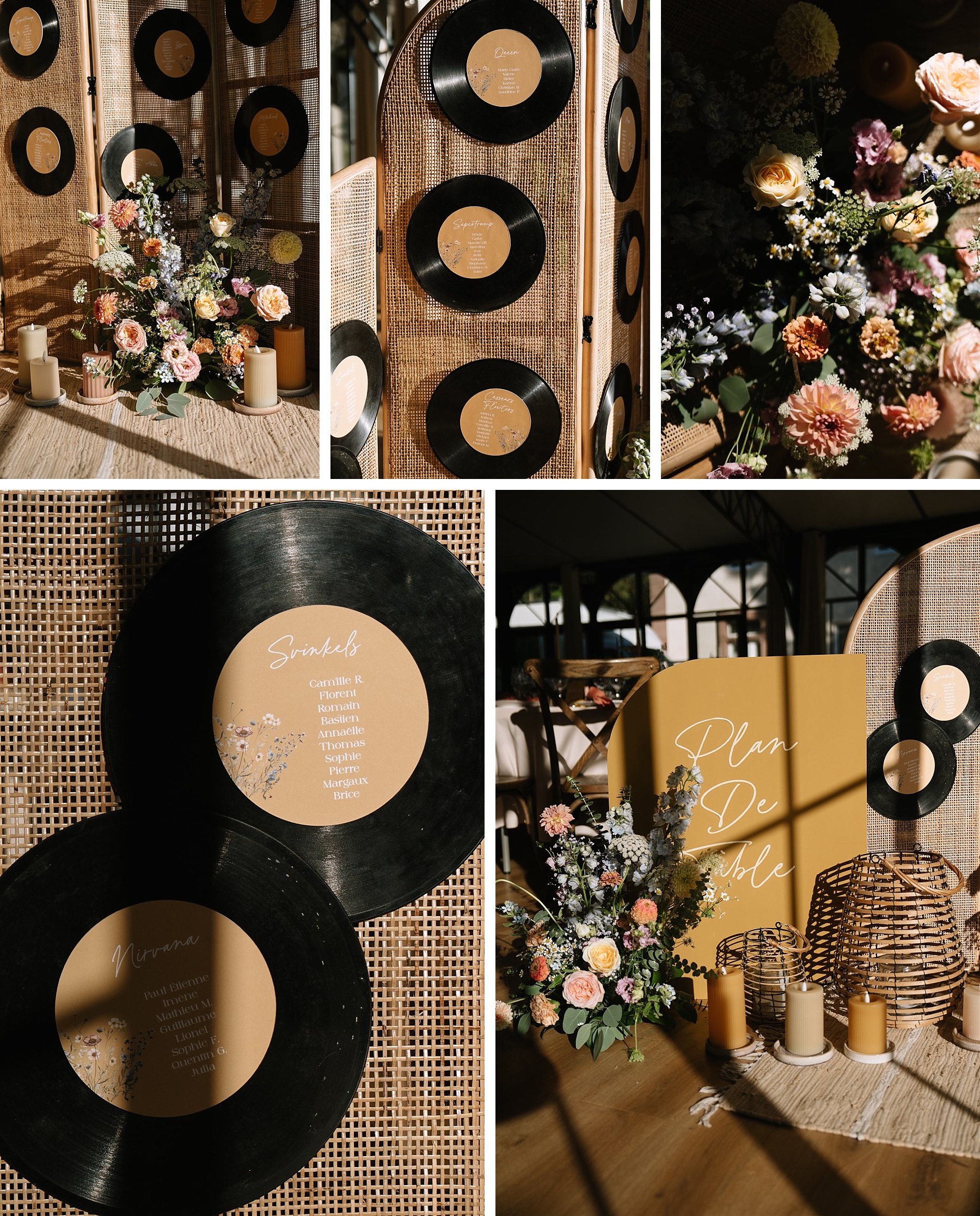 plan de table vintage vinyles